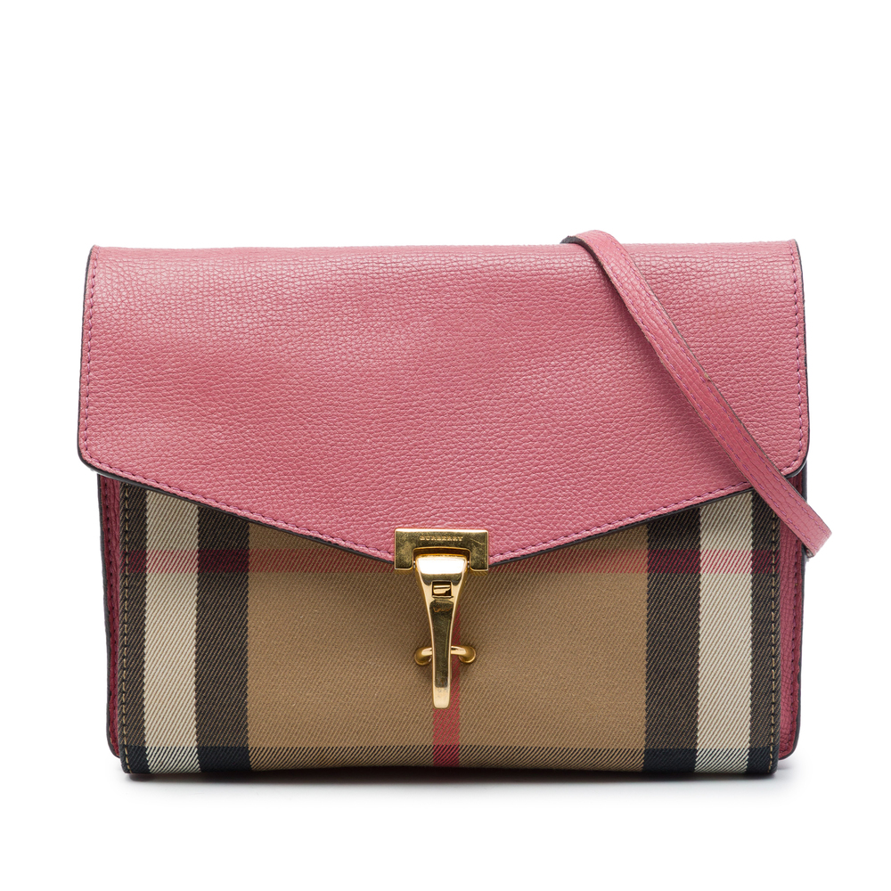 Pre-Loved Burberry Small Leather and House Check Canvas Derby Macken Crossbody